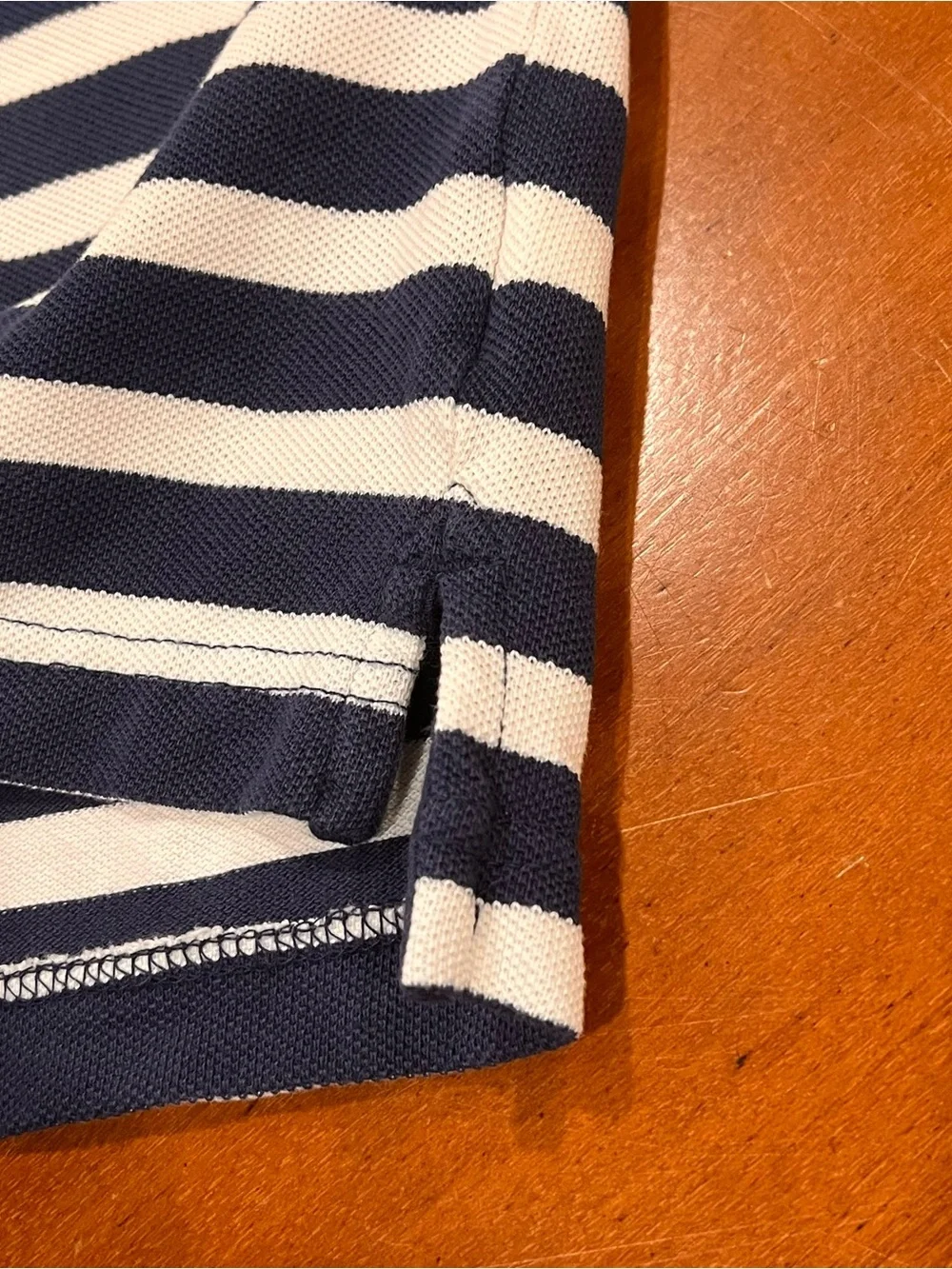 J.Crew Men’s Washed Pique Polo Shirt Blue/White Stripe Large Short-Sleeve Preppy